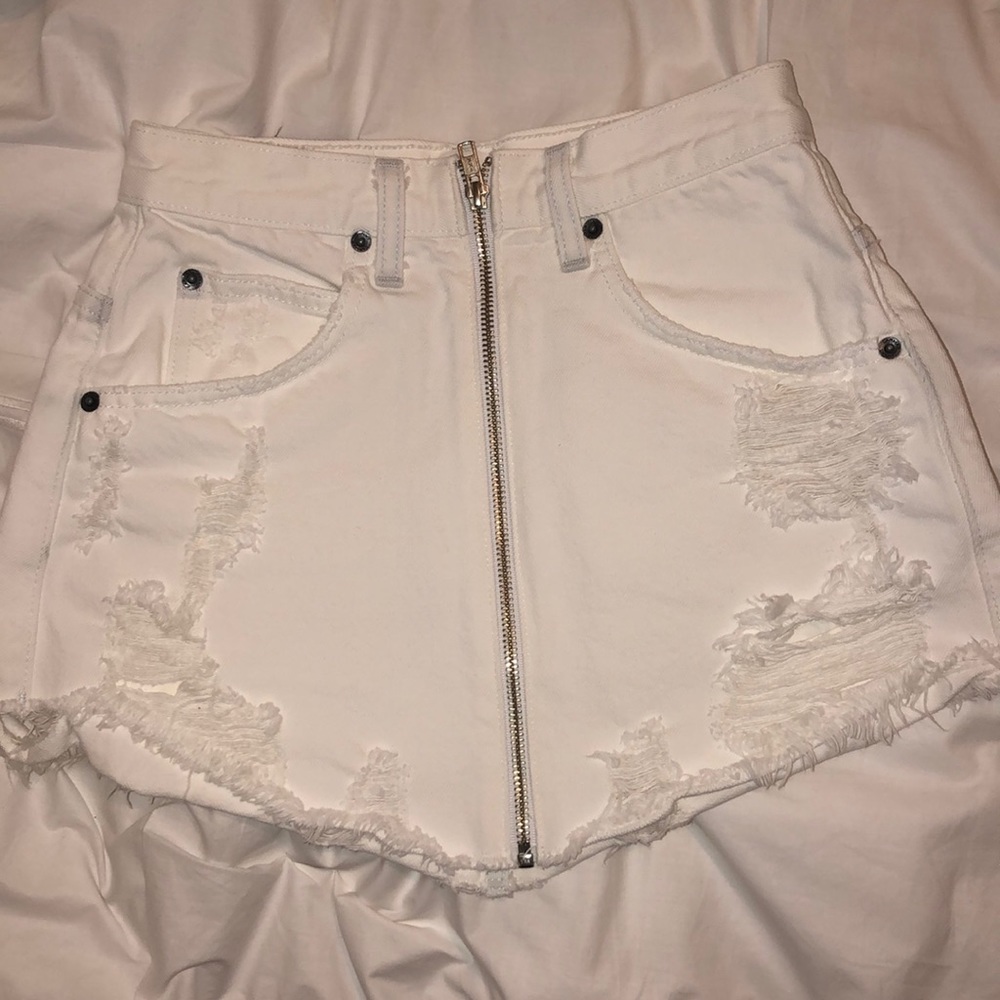Carmar Beatrice White Zip Up Mini Skirt